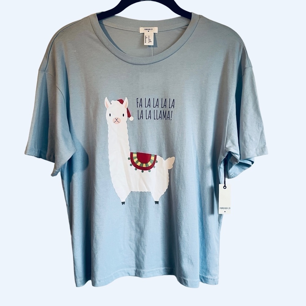 Forever 21 Fa La La La Llama Short Sleeve Tee Size Medium NEW